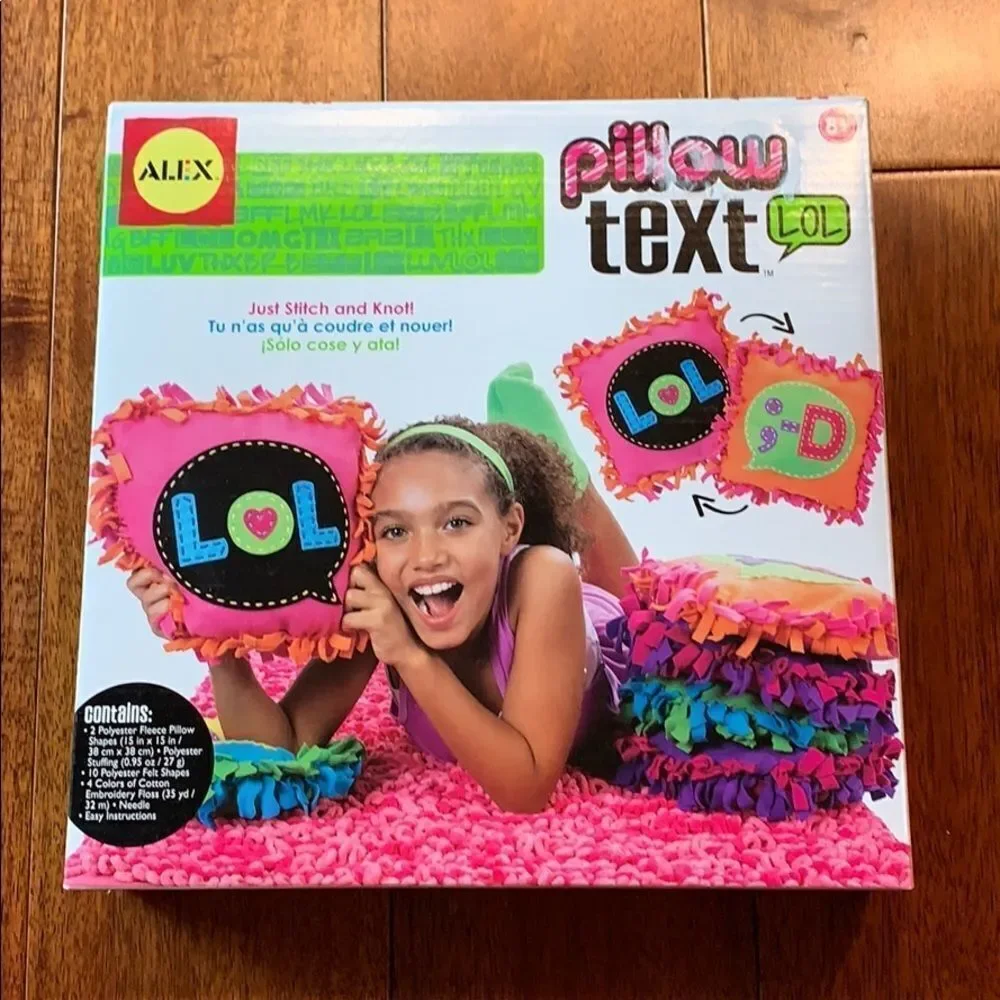 Pillow Text Stitch and Knot Craft for Girls New